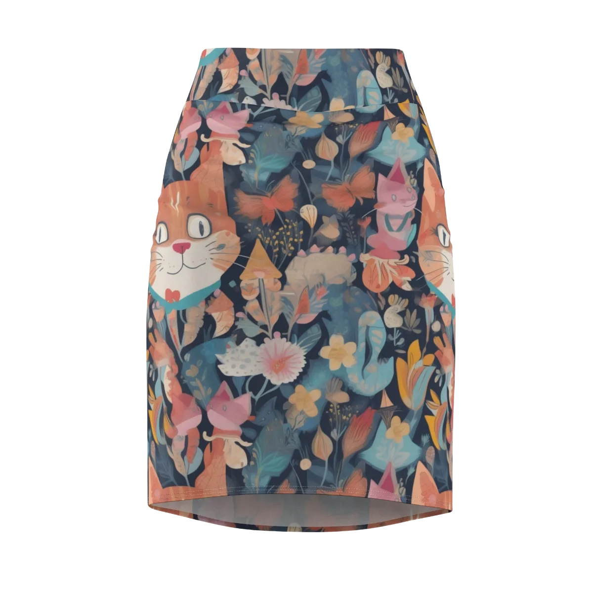 Whiskers in Bloom on Pencil Skirt — Front