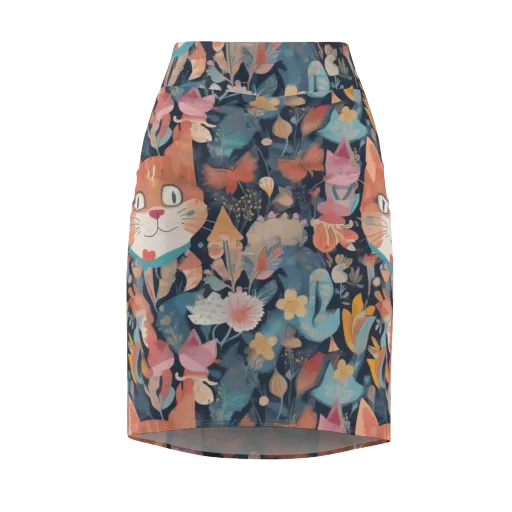 Whiskers in Bloom on a Pencil Skirt
