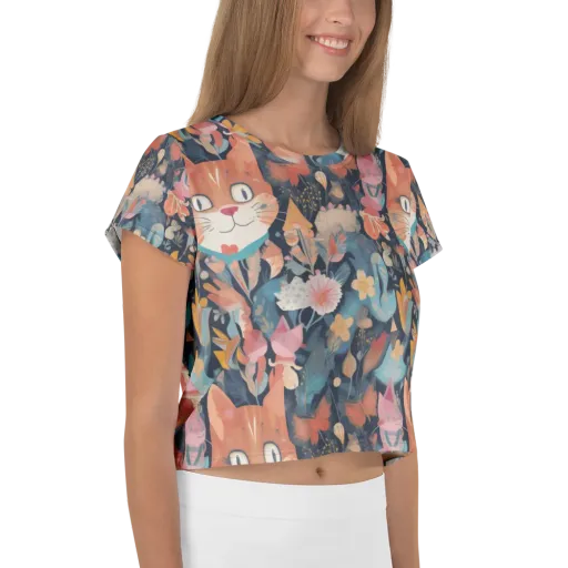 Whiskers in Bloom on a Crop Tee