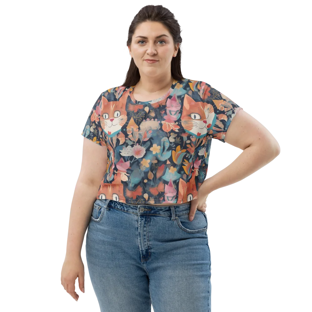 Whiskers in Bloom on Crop Tee — Front