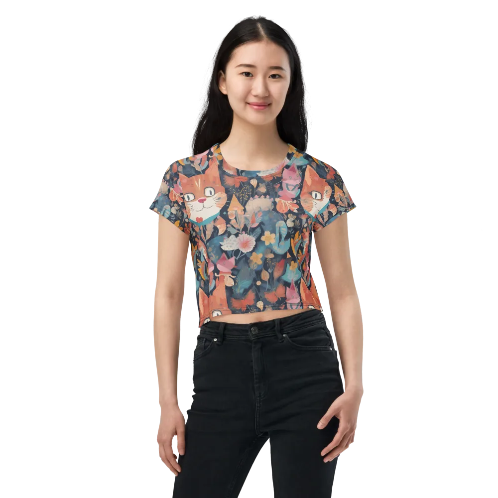 Whiskers in Bloom on Crop Tee — Front