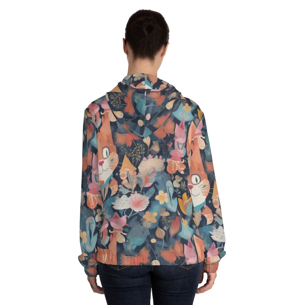 Whiskers in Bloom on Women's Full-Zip Hoodie — Back On Person