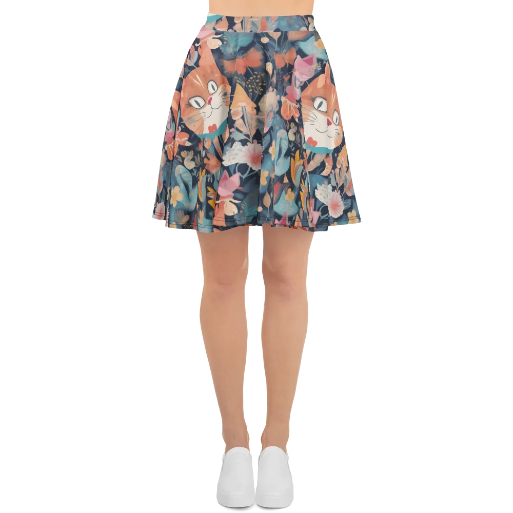 Whiskers in Bloom on Skater Skirt — Front