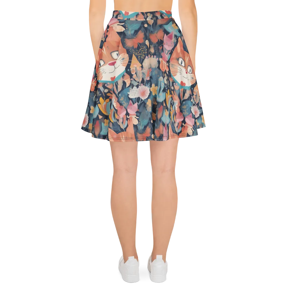 Whiskers in Bloom on Skater Skirt — Back