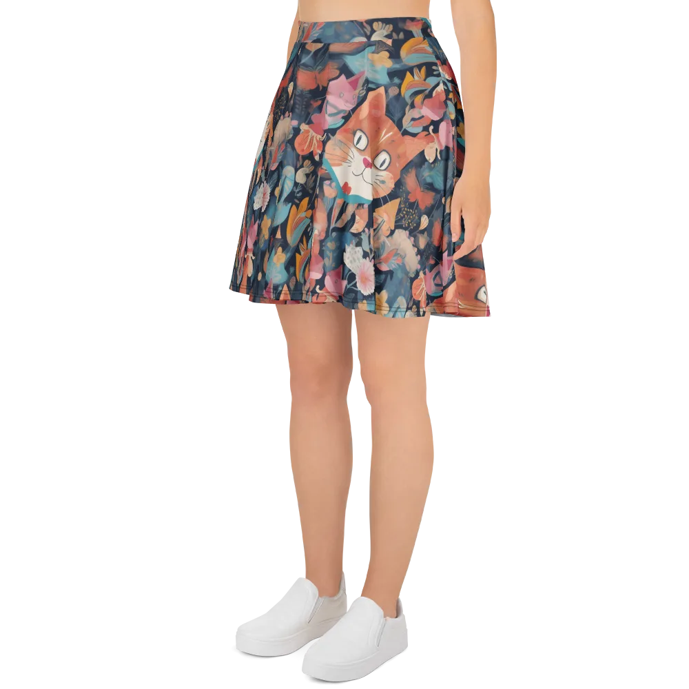 Whiskers in Bloom on Skater Skirt — Left