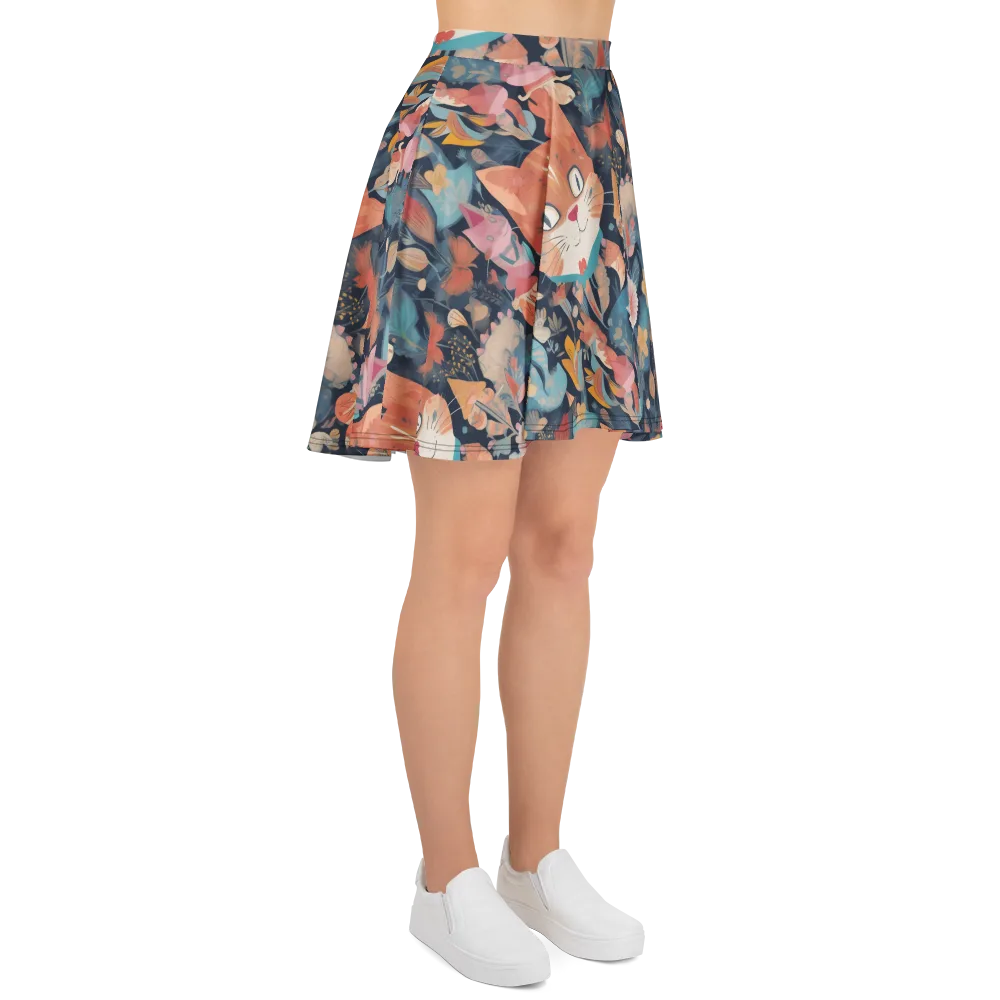 Whiskers in Bloom on Skater Skirt — Right