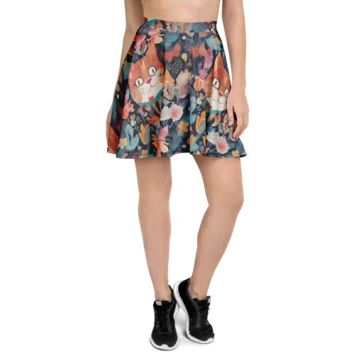 Whiskers in Bloom on a Skater Skirt