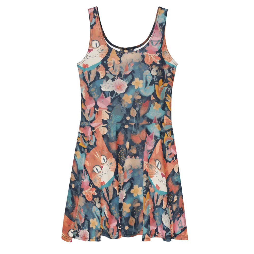 Whiskers in Bloom on Skater Dress — Front