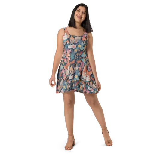 Whiskers in Bloom on a Skater Dress