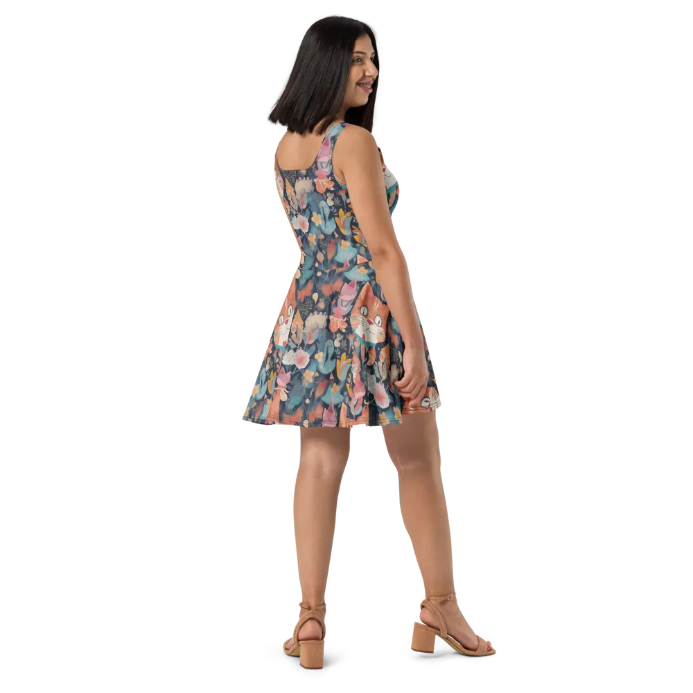 Whiskers in Bloom on Skater Dress — Right