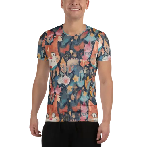 Whiskers in Bloom on a Men's Athletic T-Shirt