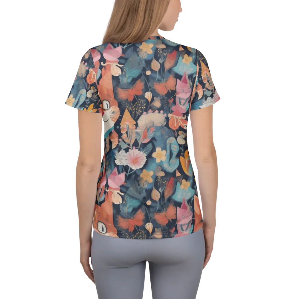 Whiskers in Bloom on Women's Athletic T-Shirt — Back