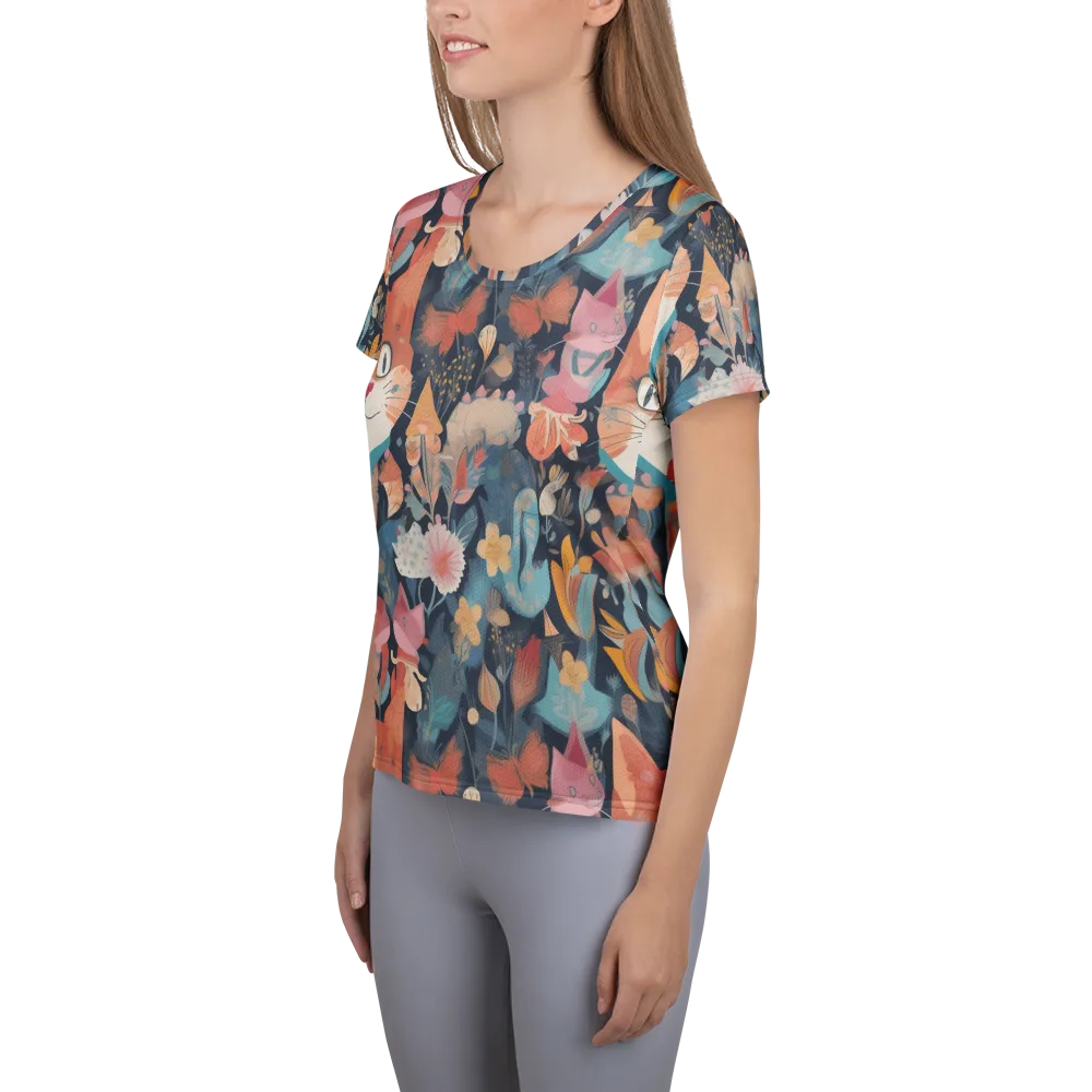 Whiskers in Bloom on Women's Athletic T-Shirt — Left