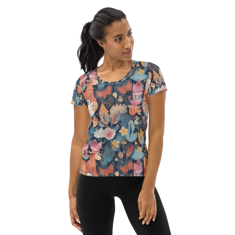 Whiskers in Bloom on Women's Athletic T-Shirt — Front