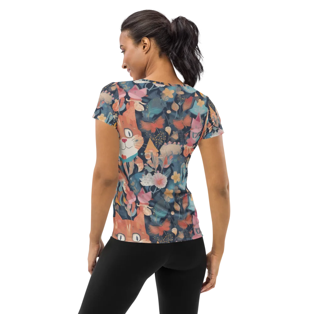 Whiskers in Bloom on Women's Athletic T-Shirt — Back