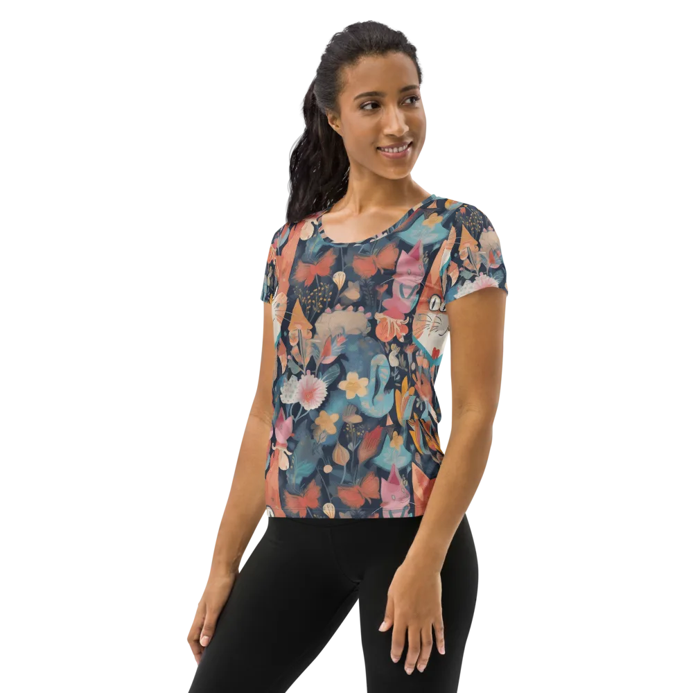 Whiskers in Bloom on Women's Athletic T-Shirt — Left