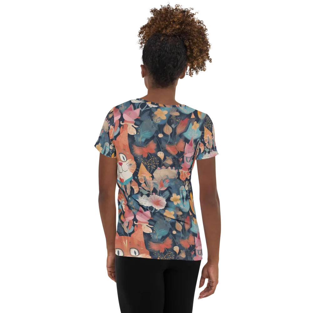 Whiskers in Bloom on Women's Athletic T-Shirt — Back