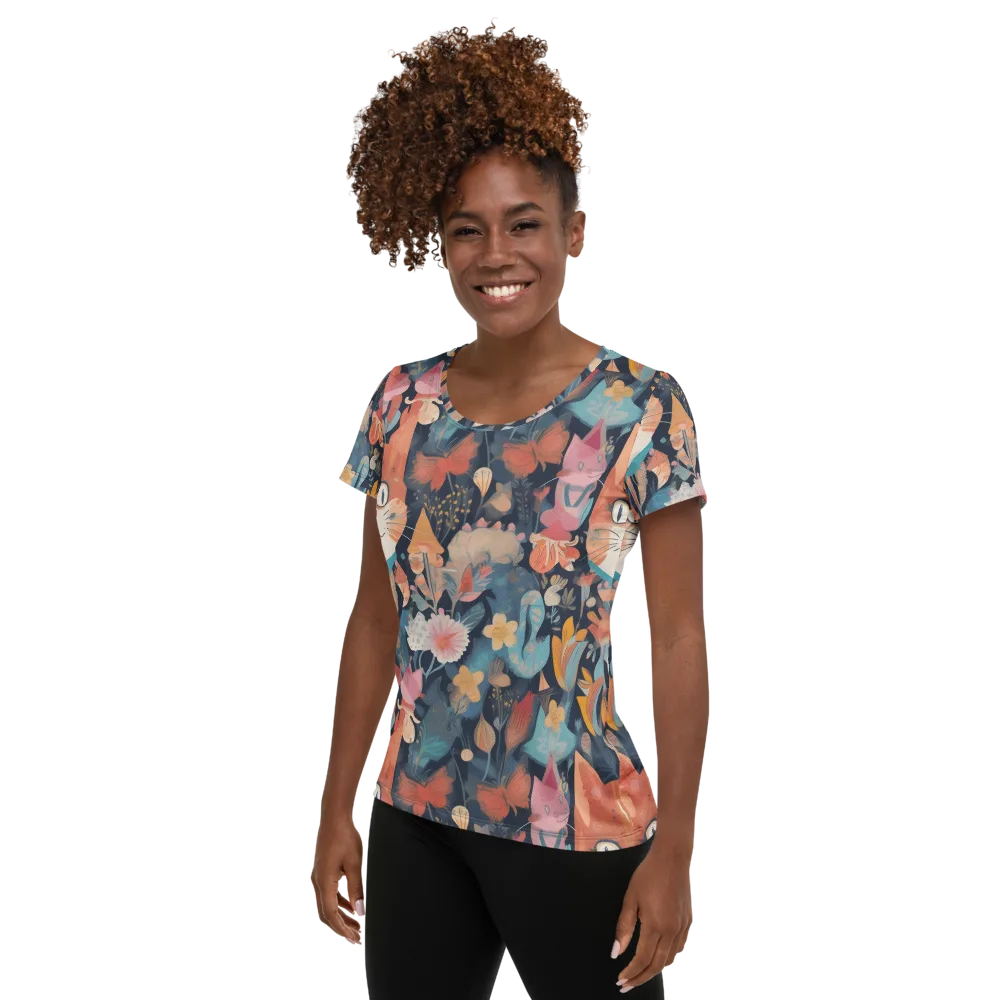 Whiskers in Bloom on Women's Athletic T-Shirt — Left