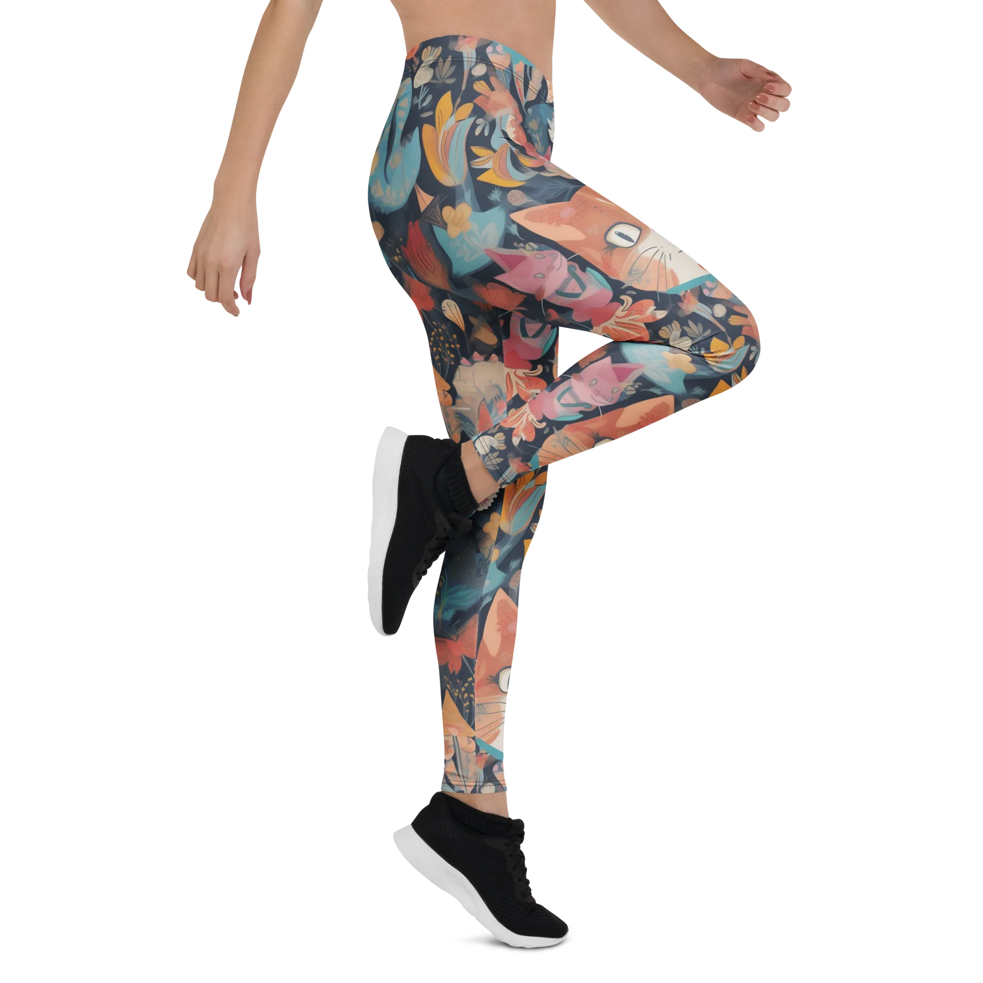 Whiskers in Bloom on Leggings — Right