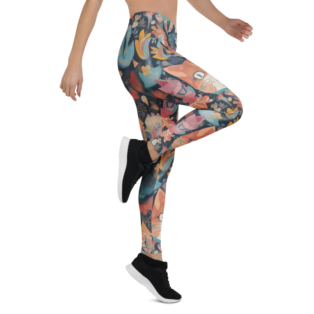 Whiskers in Bloom on Leggings — Right