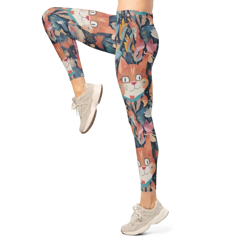 Whiskers in Bloom on Leggings — Left