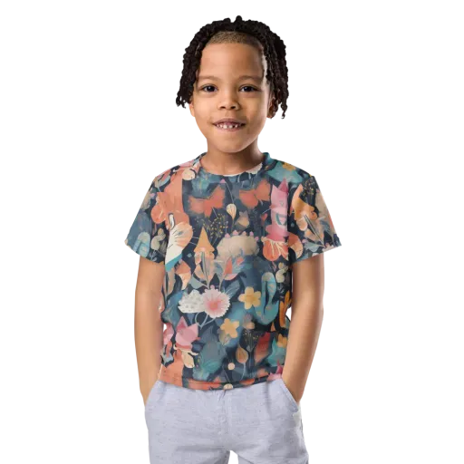 Whiskers in Bloom on a Kids Crew Neck T-Shirt