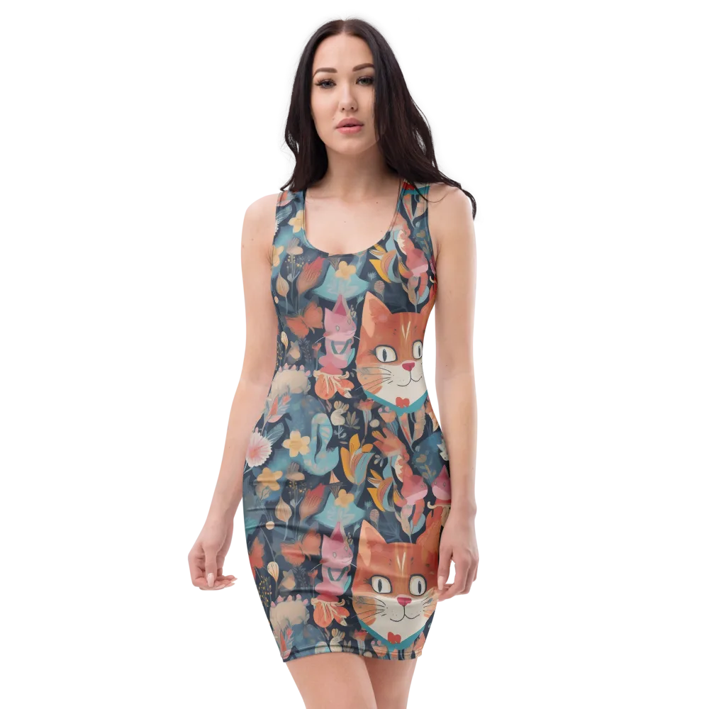 Whiskers in Bloom on Bodycon Dress — Front