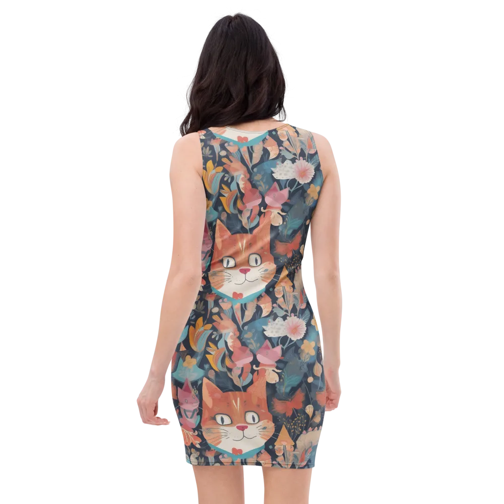 Whiskers in Bloom on Bodycon Dress — Back