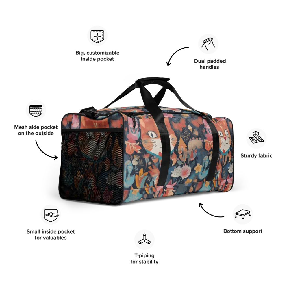 Whiskers in Bloom on Duffle Bag — Right Front