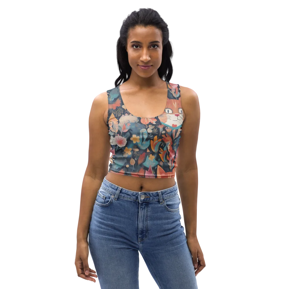 Whiskers in Bloom on Crop Top — Front