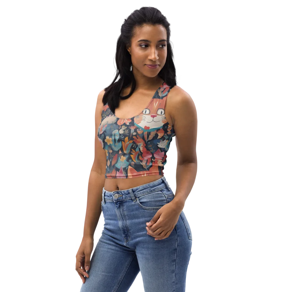 Whiskers in Bloom on Crop Top — Left Front