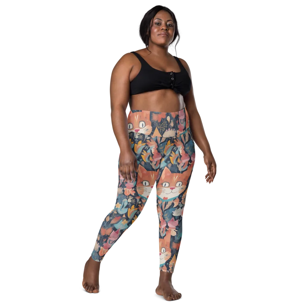 Whiskers in Bloom on Leggings with Pockets — Front