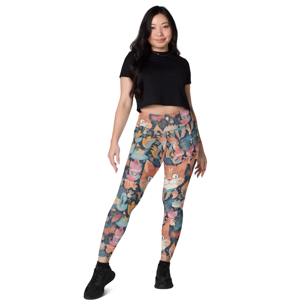 Whiskers in Bloom on Leggings with Pockets — Front