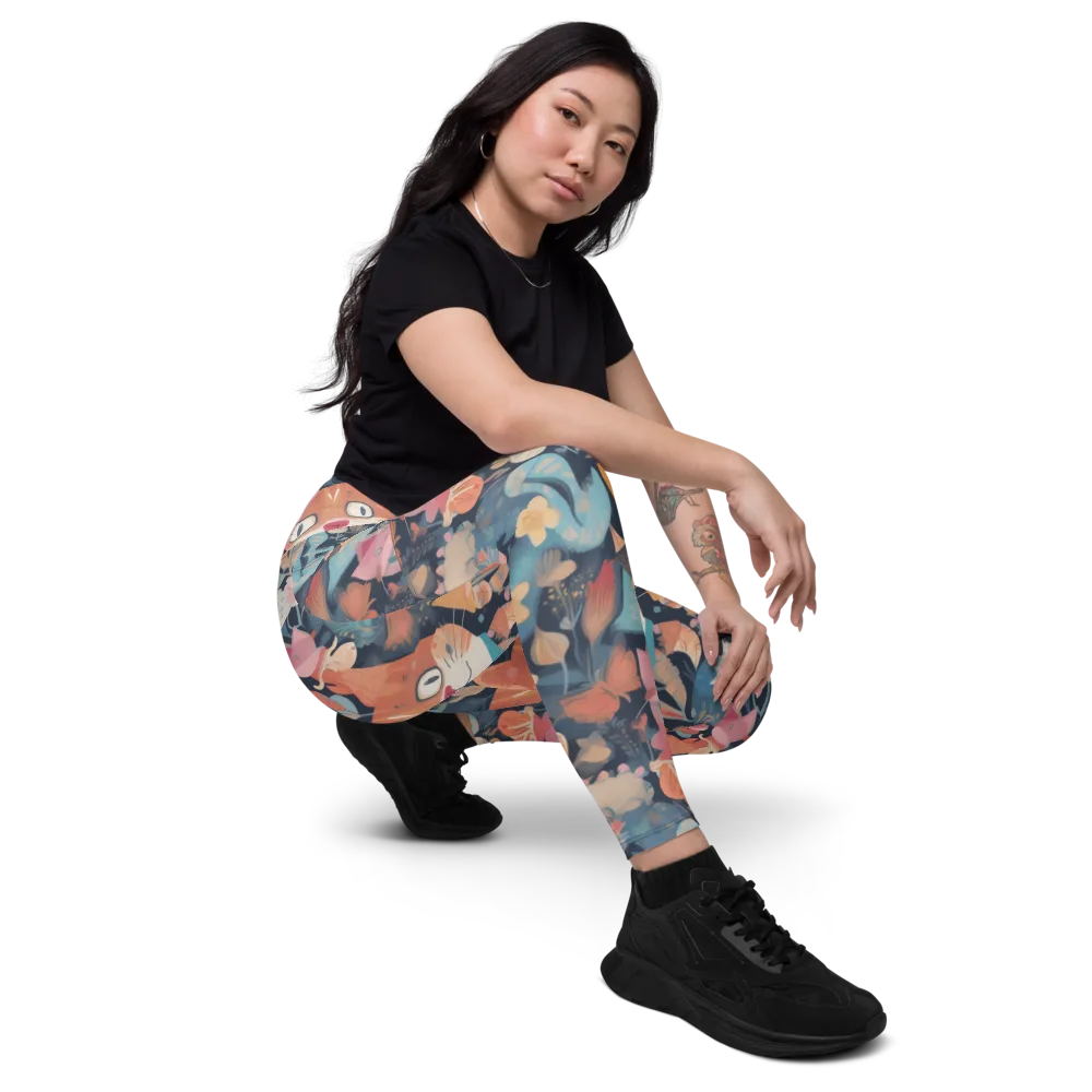 Whiskers in Bloom on Leggings with Pockets — Right Front