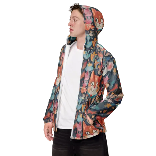 Whiskers in Bloom on a Men's Windbreaker