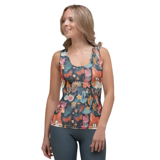 Whiskers in Bloom on a Women's Tank Top