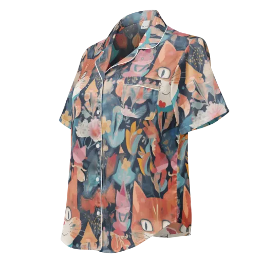 Whiskers in Bloom on a Women's Short Sleeve Pajama Top