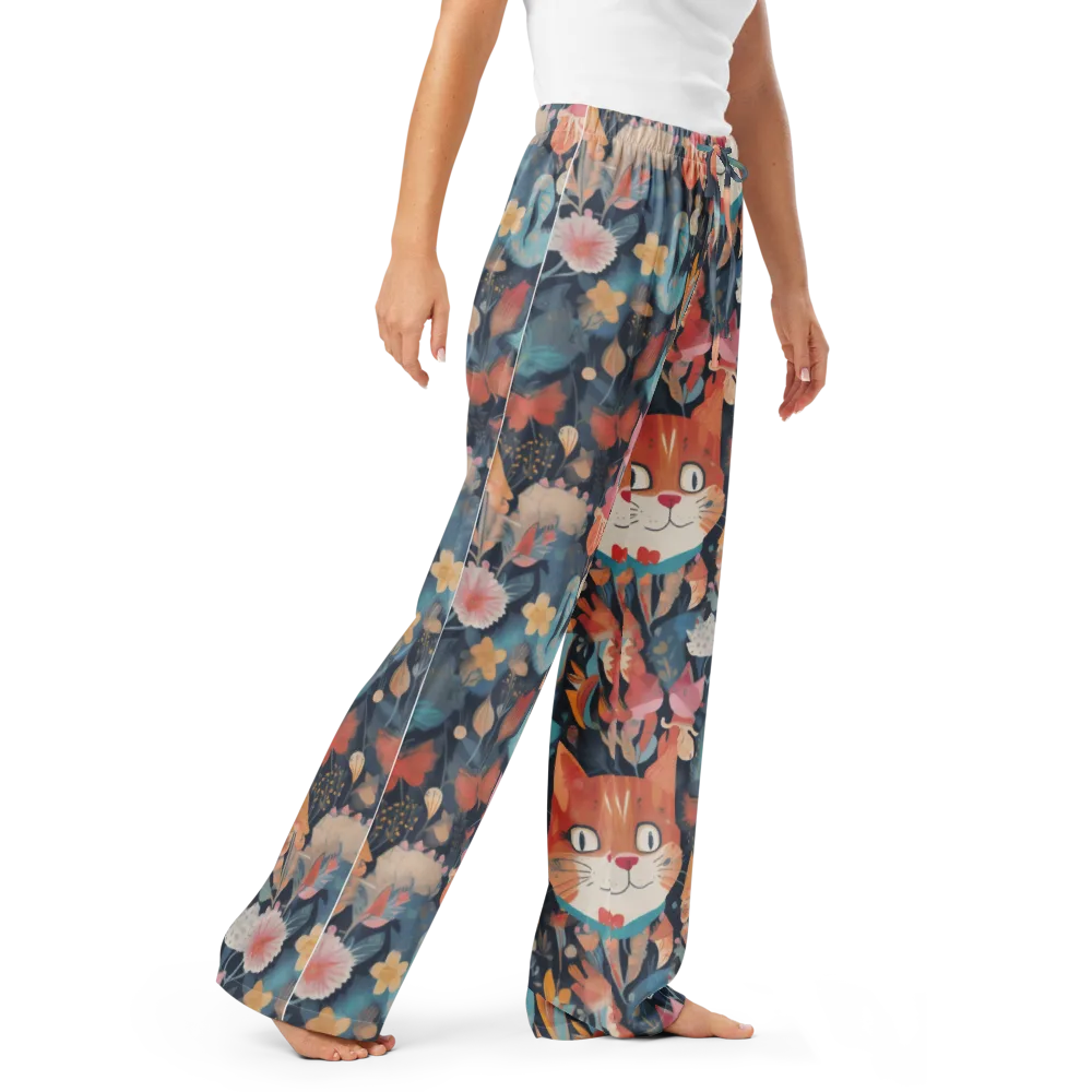Whiskers in Bloom on Women's Pajama Pants — Right Front