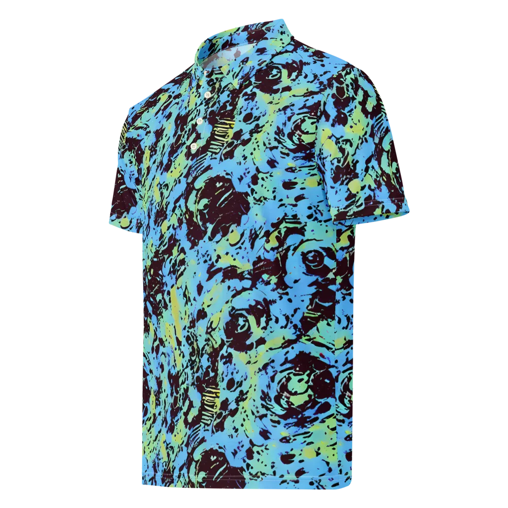 Aqua Static on Men's Slim Fit Polo Shirt — Left Front