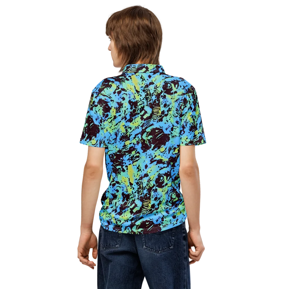 Aqua Static on Men's Slim Fit Polo Shirt — Back