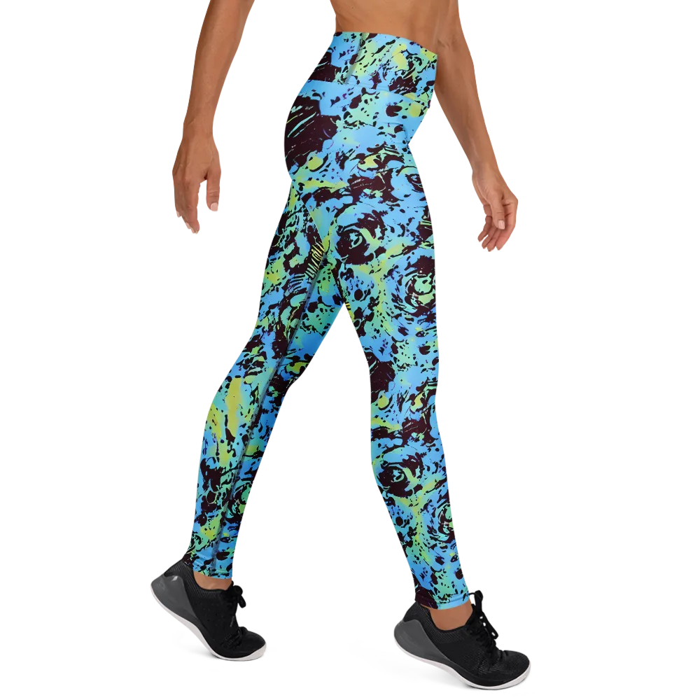 Aqua Static on Yoga Leggings — Right