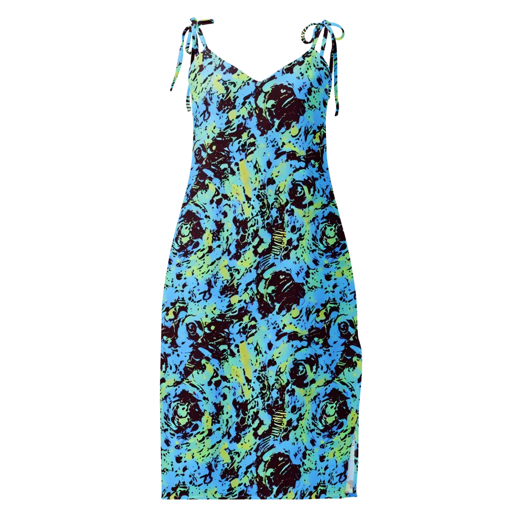 Aqua Static on Slip Dress — Front