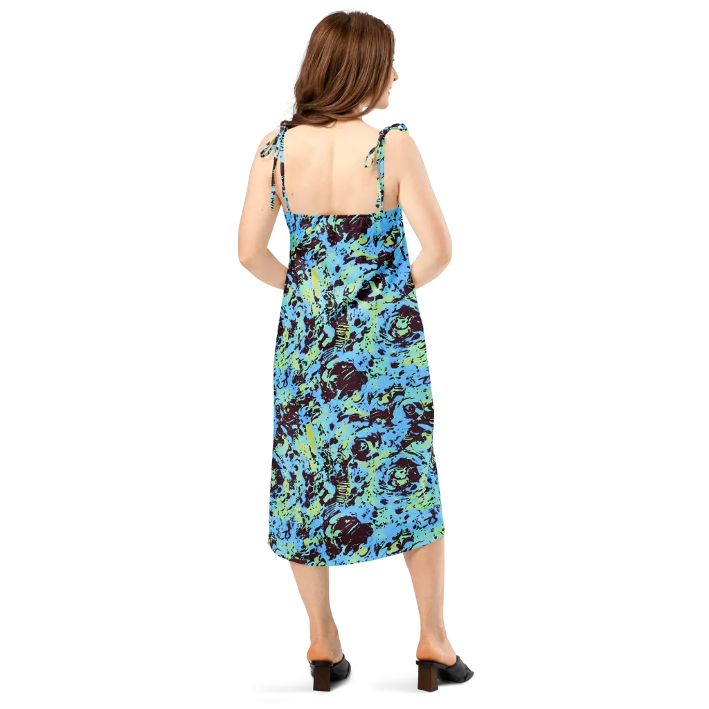 Aqua Static on Slip Dress — Back