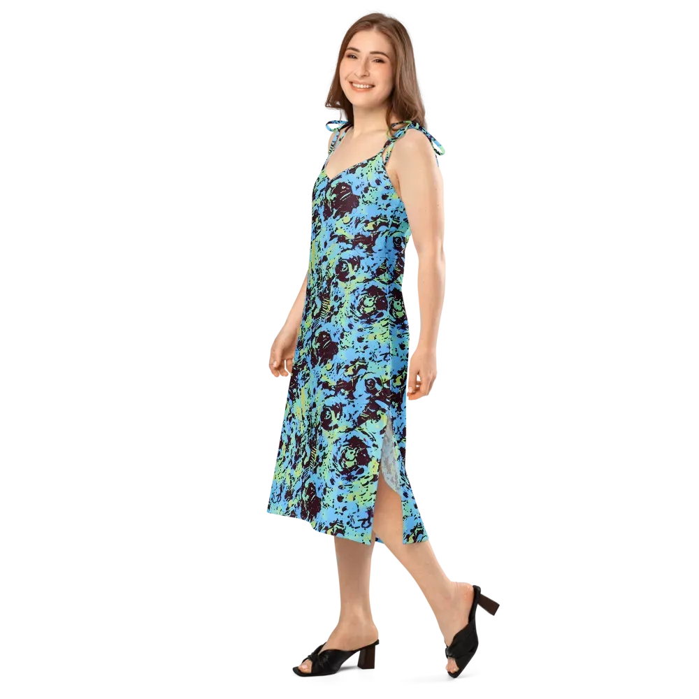 Aqua Static on Slip Dress — Left Front
