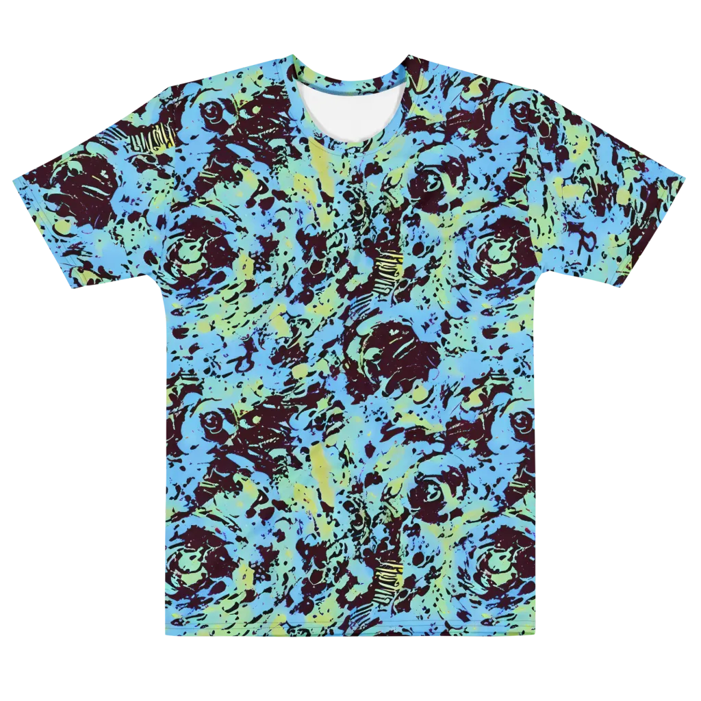 Aqua Static on Men's Cotton Crew Neck T-Shirt — Front