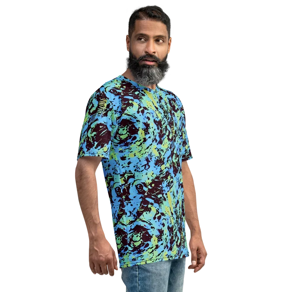 Aqua Static on Men's Crew Neck T-Shirt — Right