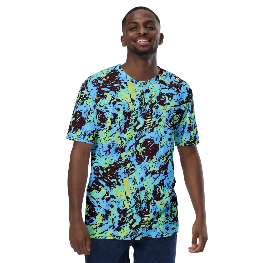 Aqua Static on Men's Crew Neck T-Shirt — Front