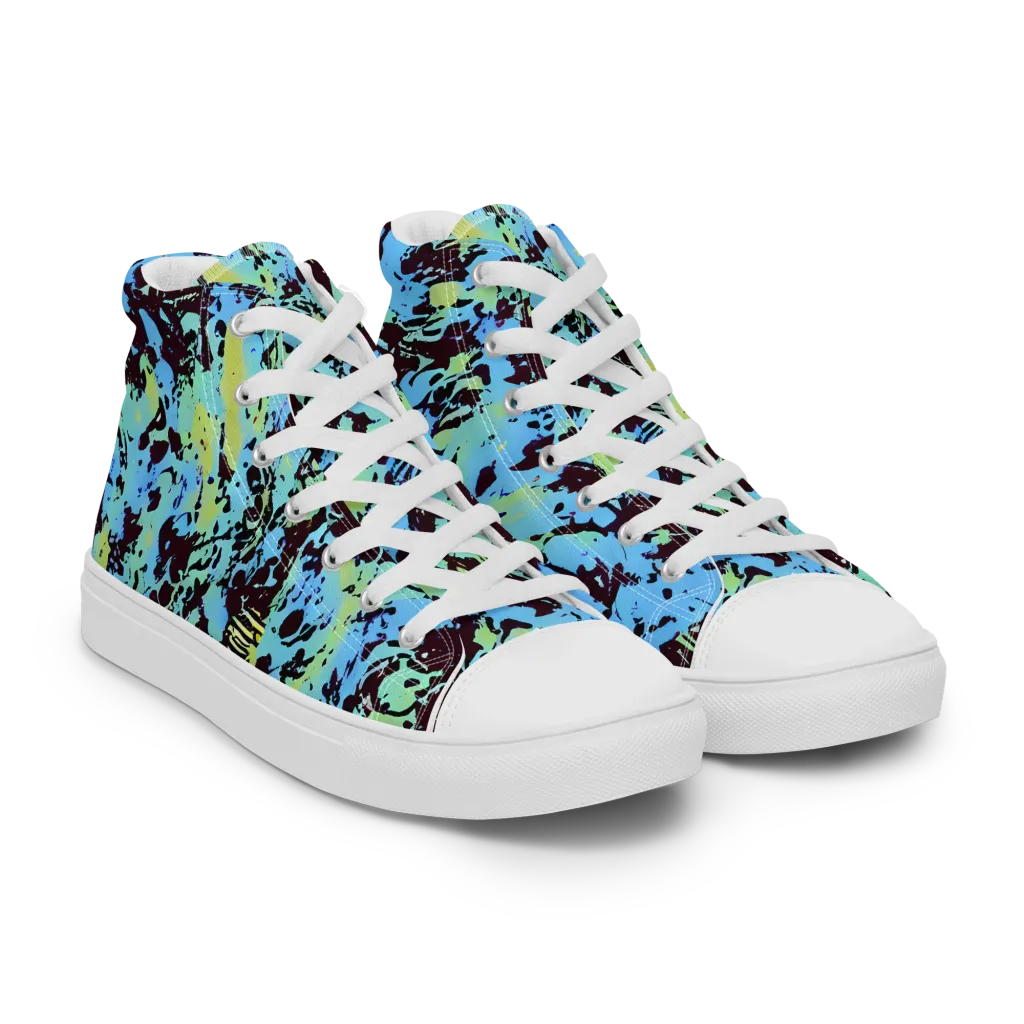 Aqua Static on Men's High Top Canvas Shoes — Right Front