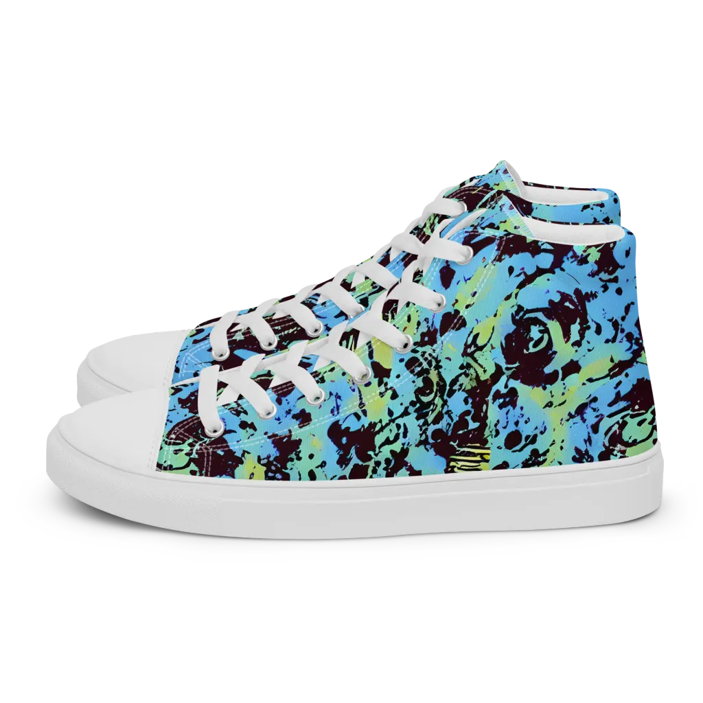 Aqua Static on Men's High Top Canvas Shoes — Left