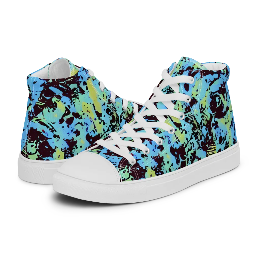 Aqua Static on Men's High Top Canvas Shoes — Left